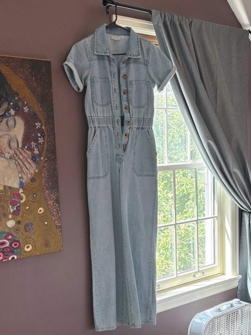 Gianni Bini Light Blue Denim Button-Front Jumpsuit